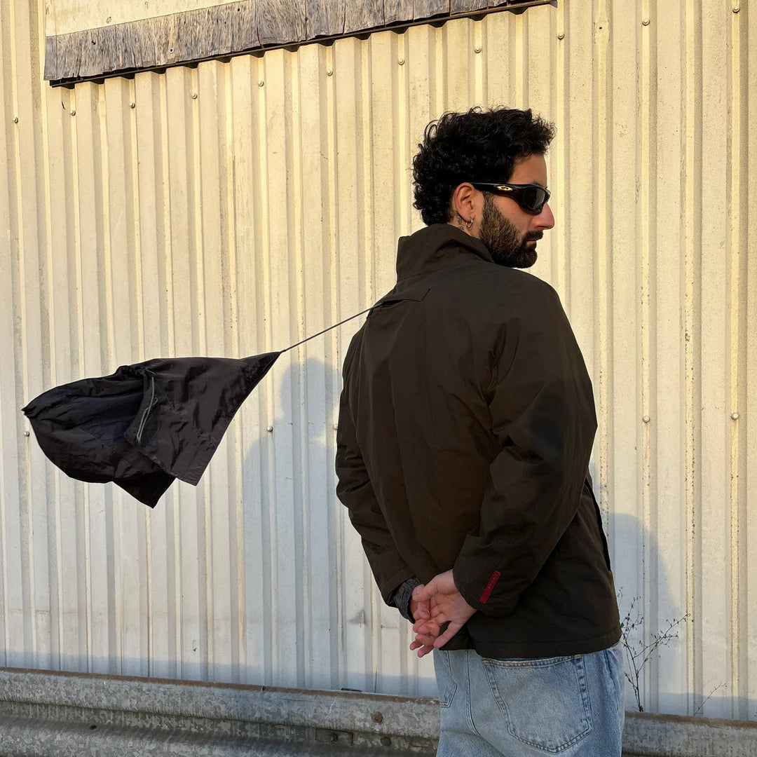 man with vintage prada jacket