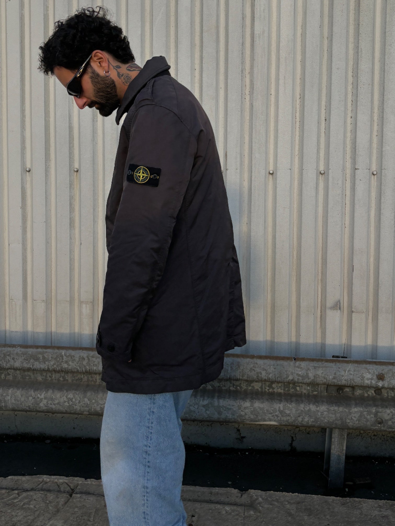 Black stone island coat discount