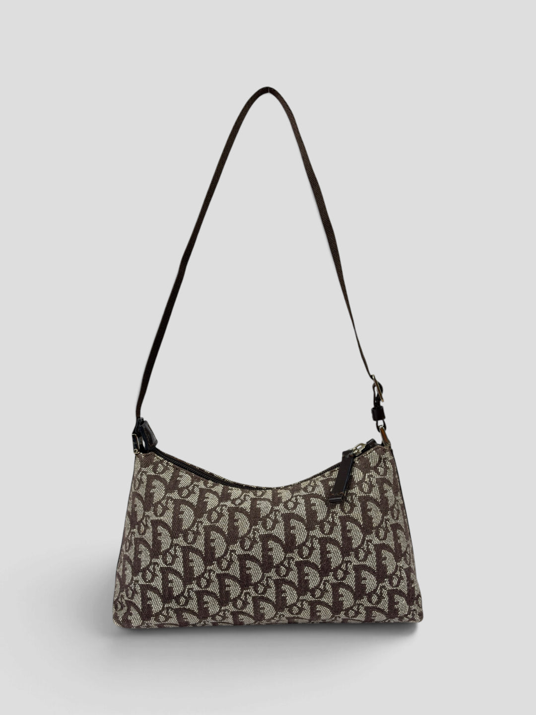 Dior Trotter Canvas Pochette Shoulder Bag aus Trotter-Jacquard-Canvas in Braun/Beige, Vorderansicht