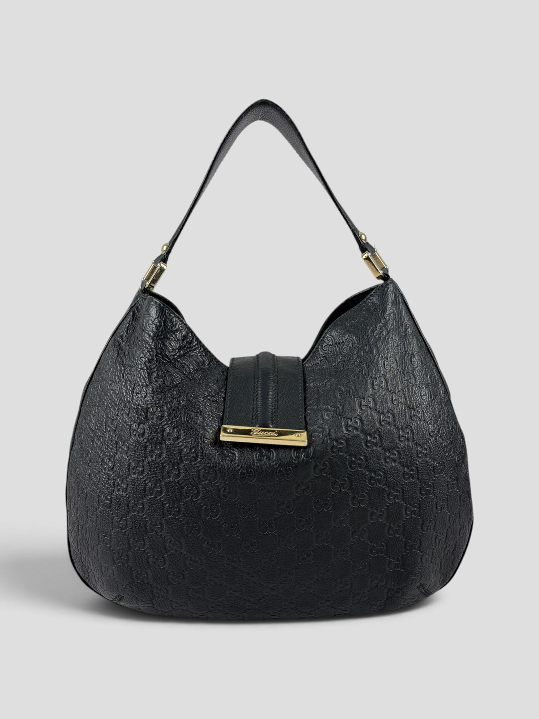 Gucci Guccissima Leather New Britt Hobo Shoulder Bag aus Guccissima-Leder in Schwarz, Vorderansicht