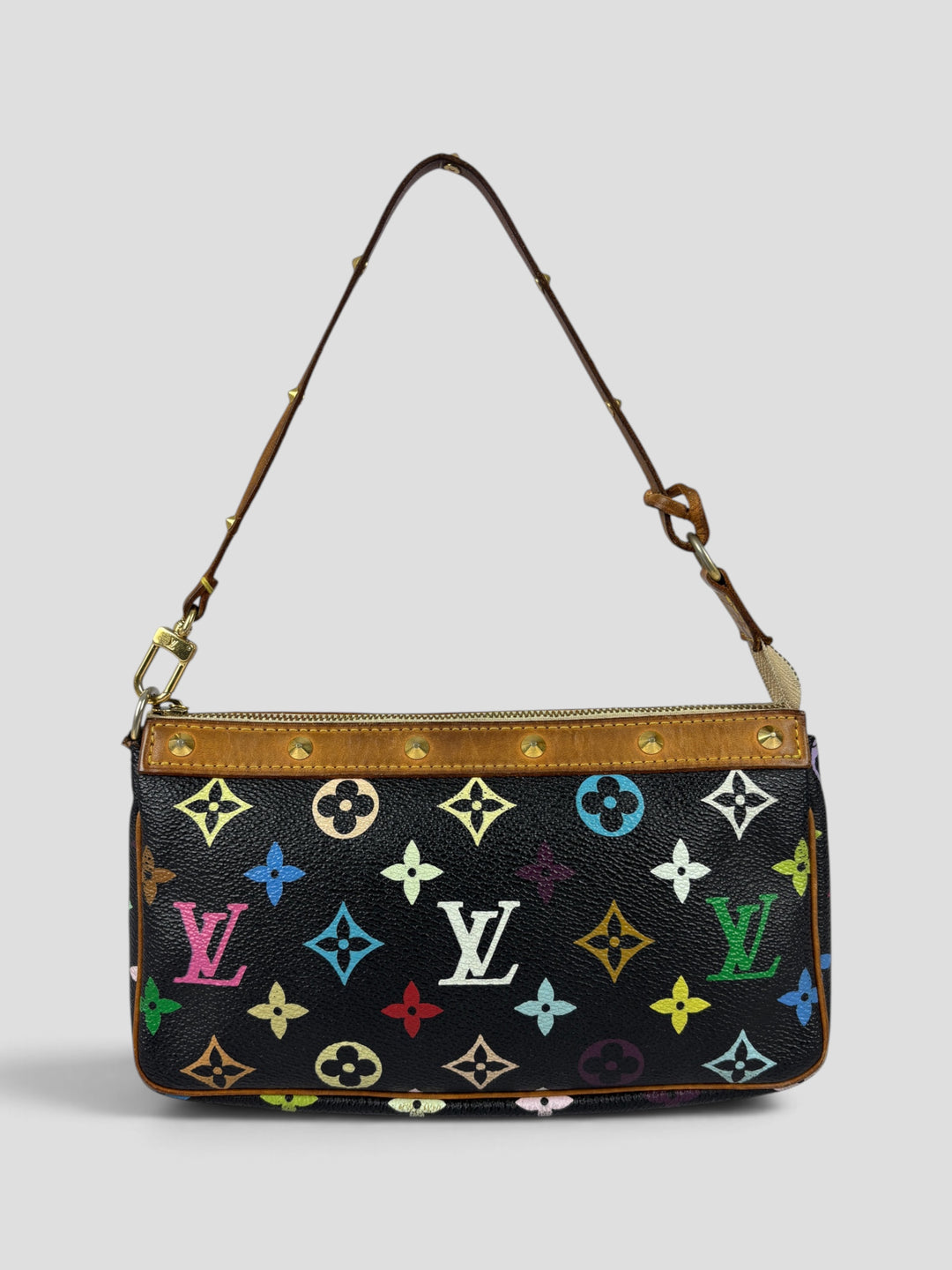 Louis Vuitton Monogram Multicolore Pochette Accessoires Shoulder Bag in Schwarz, Vorderansicht