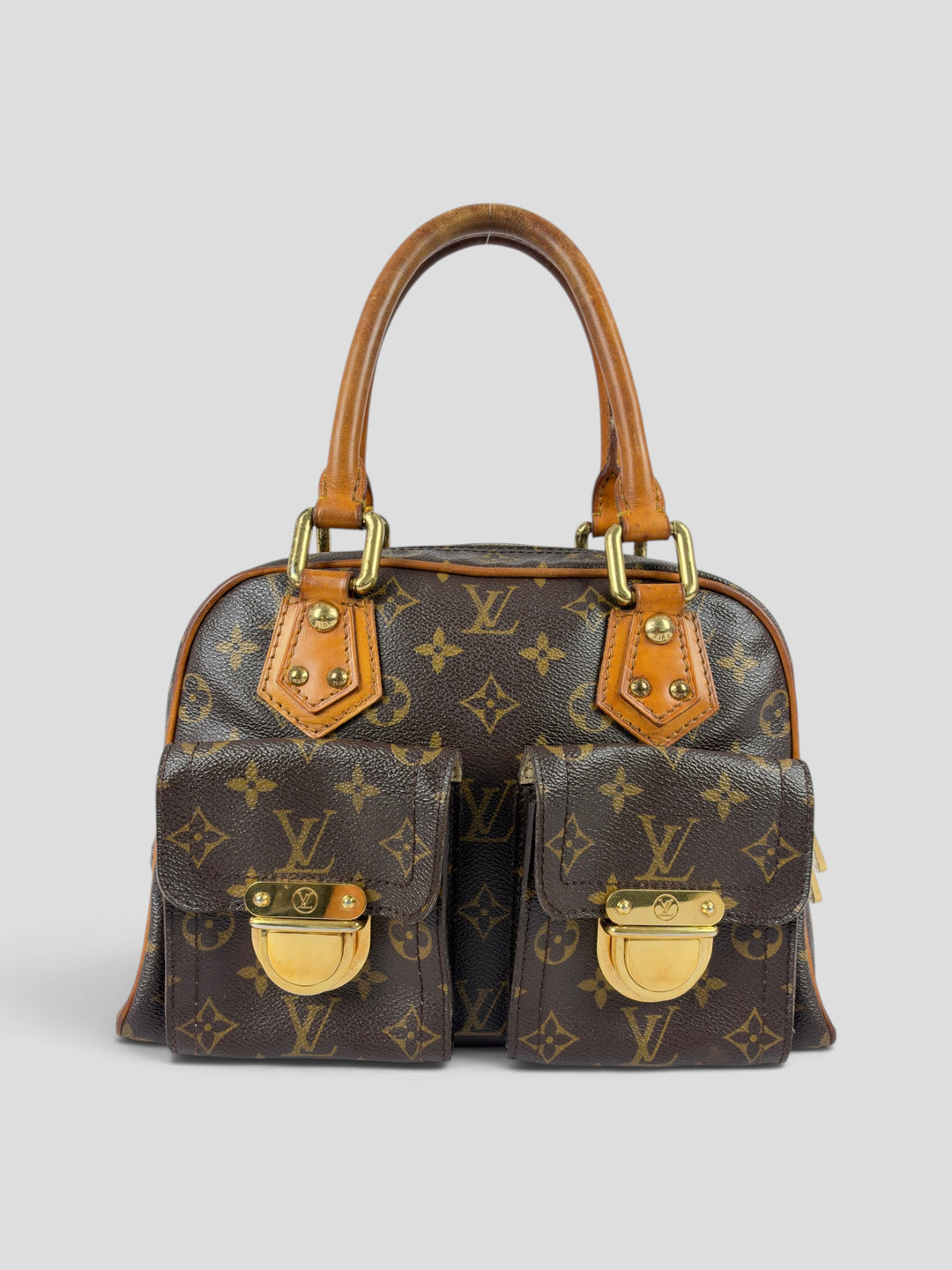 Louis Vuitton Monogram Manhattan PM aus Monogram-Canvas in Braun, Vorderansicht