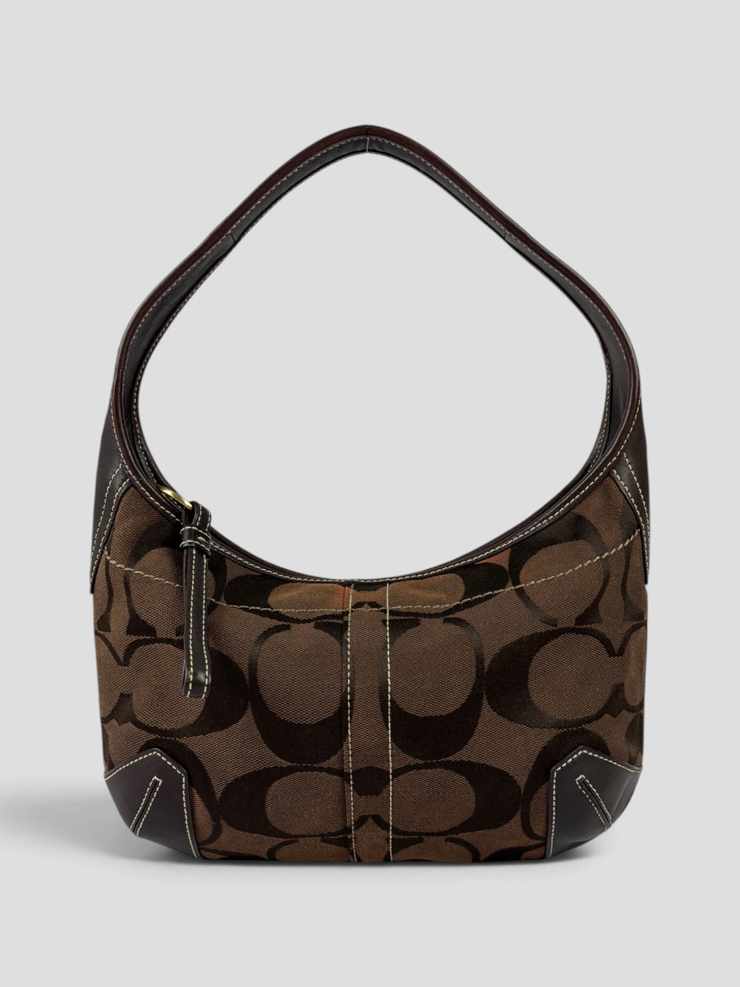 Coach Signature Ergo Hobo Shoulder Bag aus Signature-Jacquard-Canvas in Braun, Vorderansicht