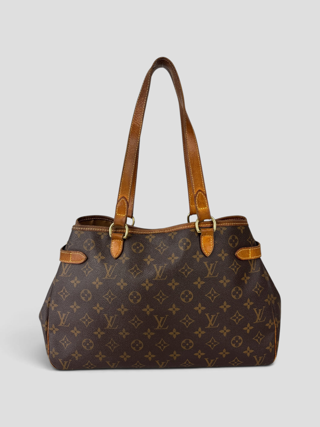 Louis Vuitton Batignolles Horizontal Monogram Shoulder Bag aus beschichtetem Monogram-Canvas in Braun, Vorderansicht