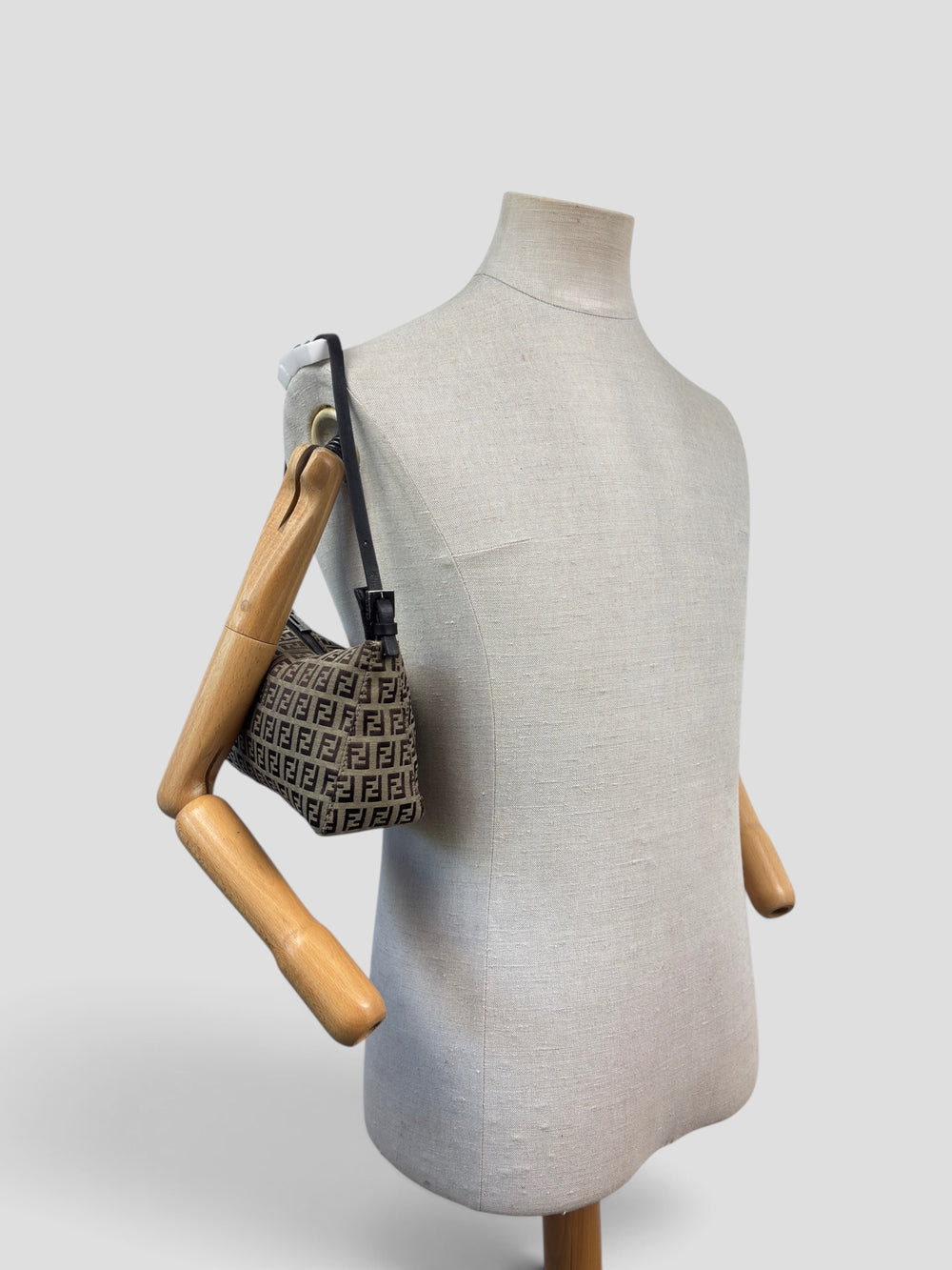 Fendi Zucchino Canvas Pochette Shoulder Bag