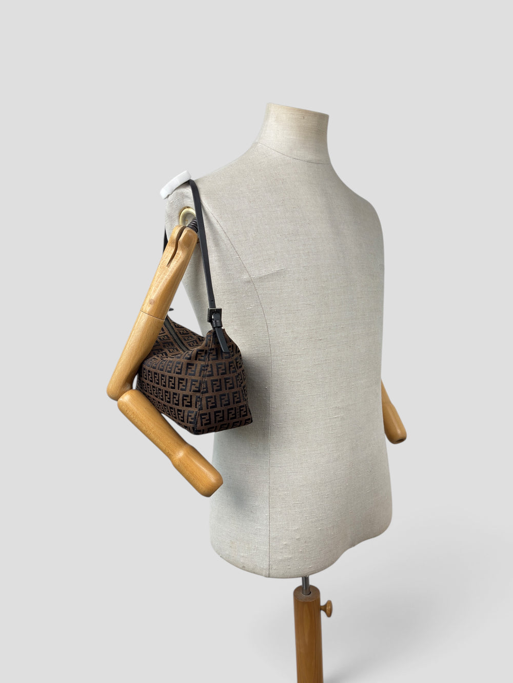 Fendi Zucca Canvas Zip Shoulder Bag