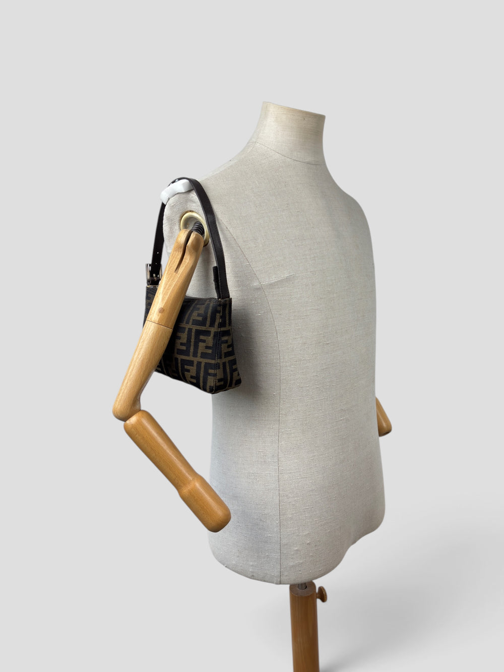 Fendi Zucca Canvas Small Baguette Shoulder Bag