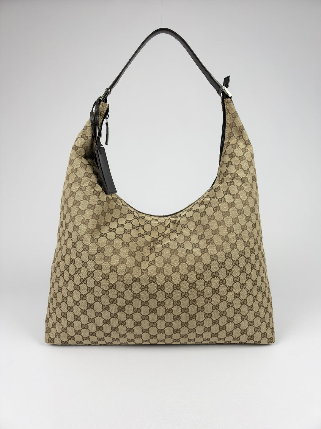 Gucci GG Canvas Large Hobo Shoulder Bag in Beige/Braun, Vorderansicht im Originalfoto
