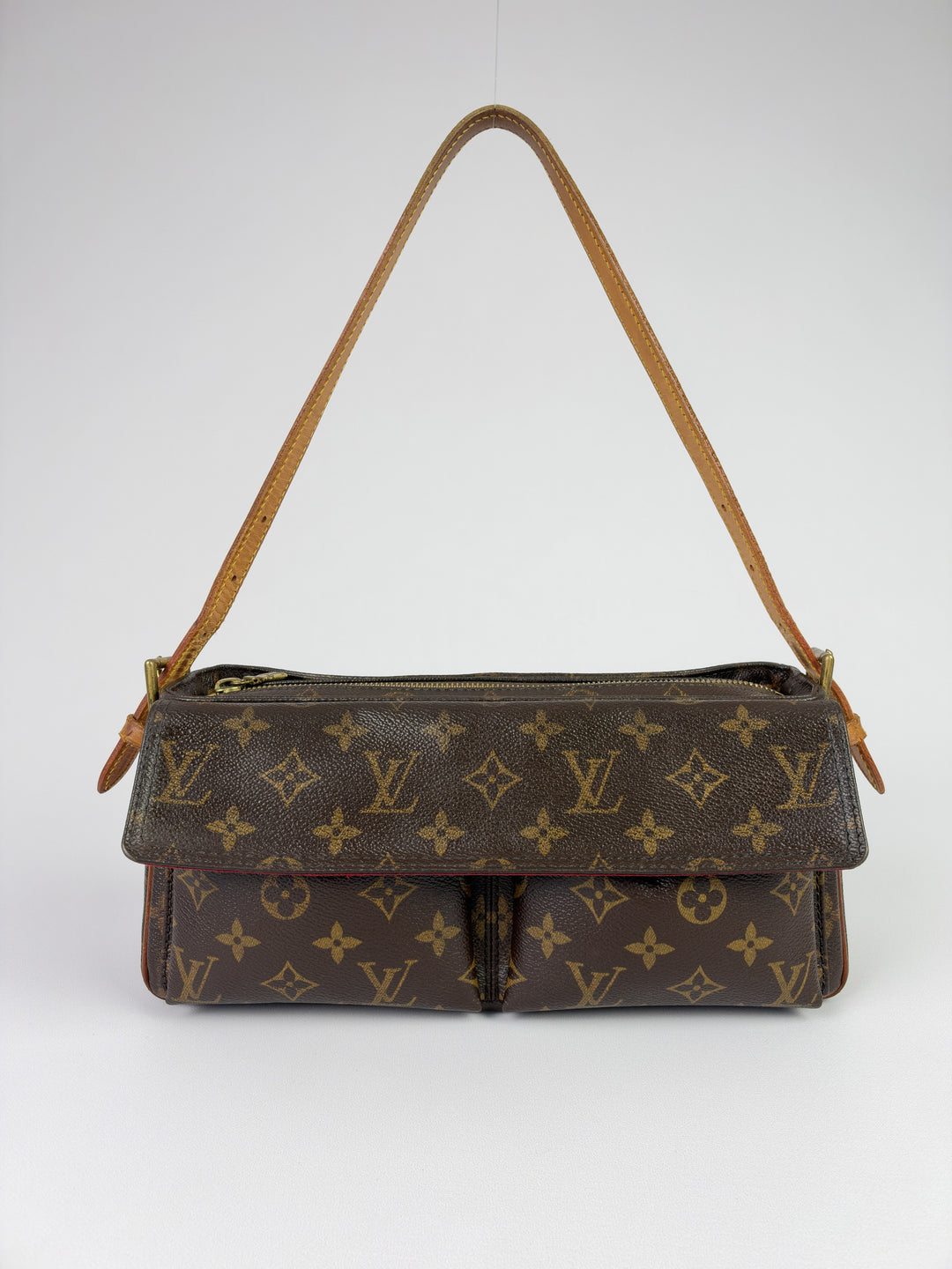Louis Vuitton Monogram Viva Cité PM Shoulder Bag in Braun, Vorderansicht im Originalfoto