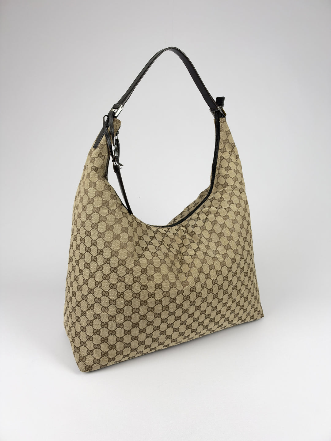 Gucci GG Canvas Large Hobo Shoulder Bag in Beige/Braun, Detailansicht 1