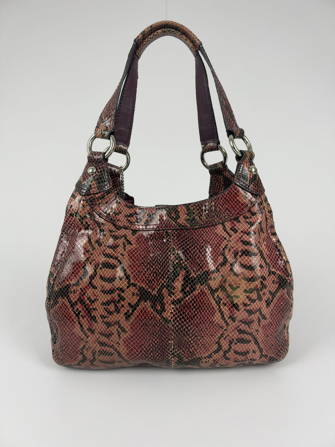 Coach Soho Snakeskin Embossed Leather Buckle Hobo Shoulder Bag in Altrosa, Detailansicht 2