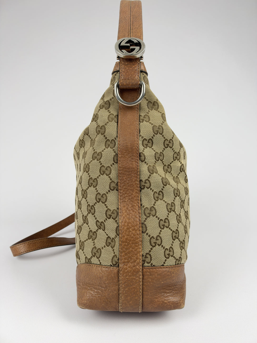 Gucci Miss GG Hobo Shoulder Bag in Beige/Ebenholz, Detailansicht 2