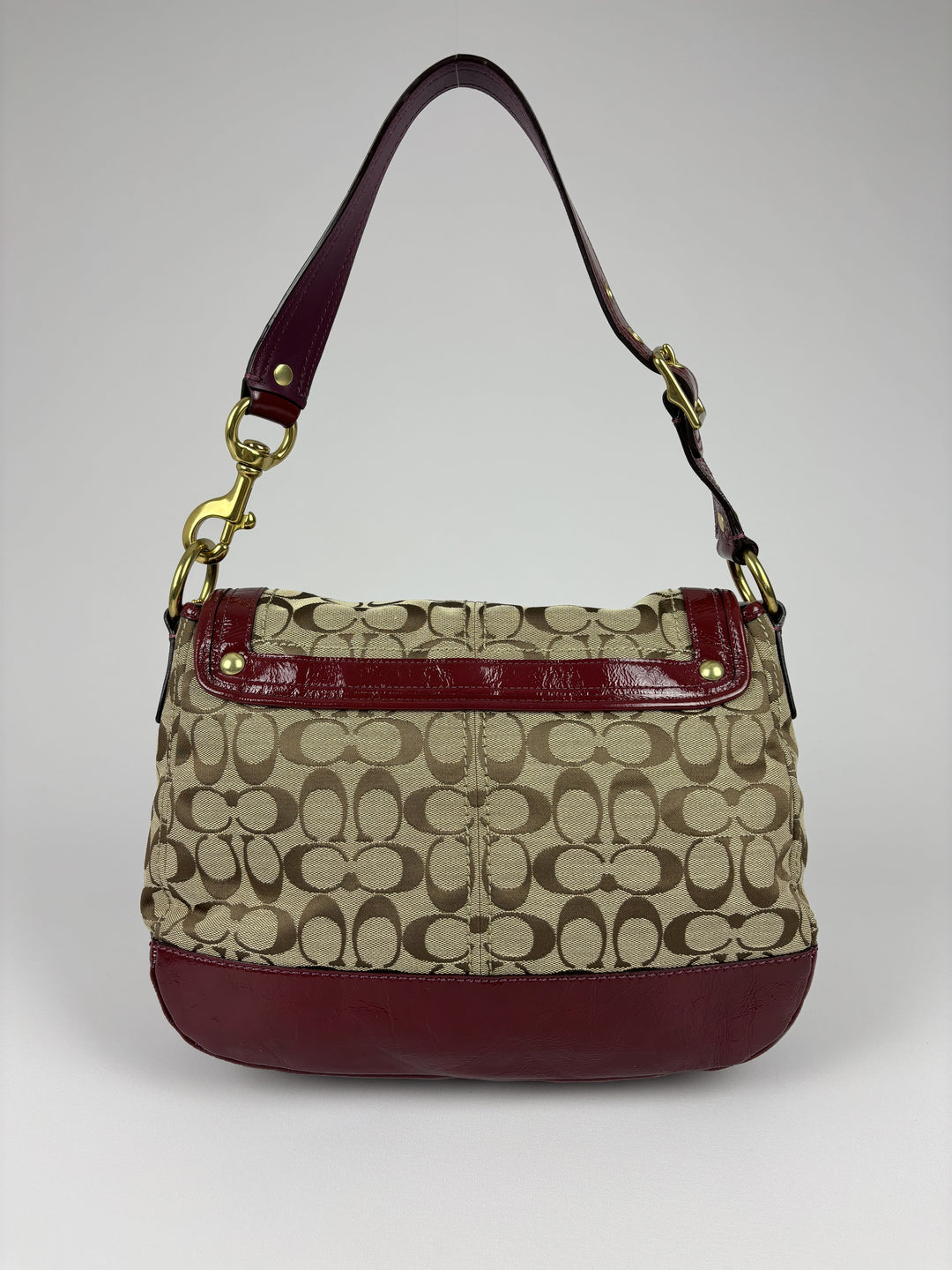 Coach Signature Turnlock Flap Shoulder Bag in Khaki/Braun, Detailansicht 2