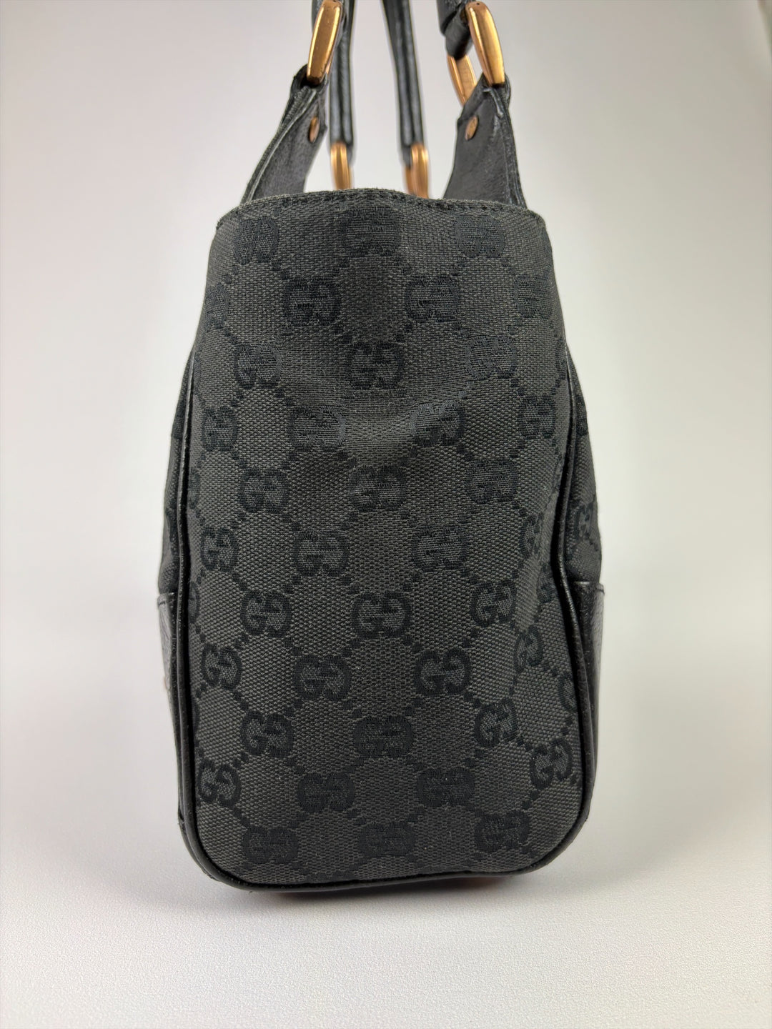 Gucci GG Canvas Jackie Bardot Hobo Shoulder Bag in Schwarz, Detailansicht 3