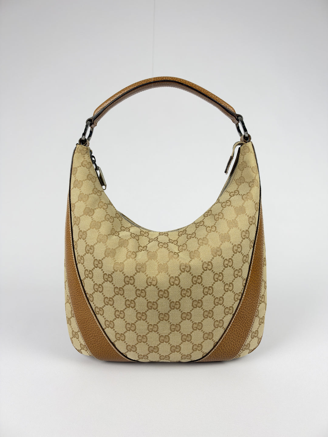 Gucci GG Canvas Small Hobo Shoulder Bag in Beige/Ebenholz, Detailansicht 3