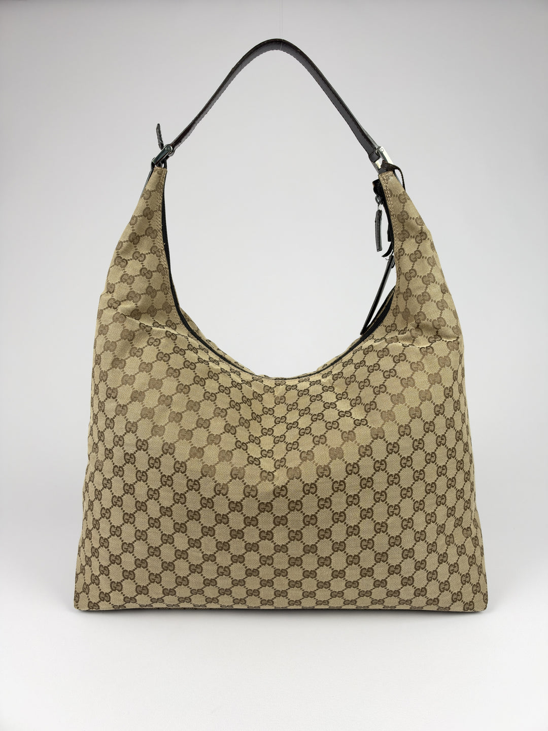 Gucci GG Canvas Large Hobo Shoulder Bag in Beige/Braun, Detailansicht 4