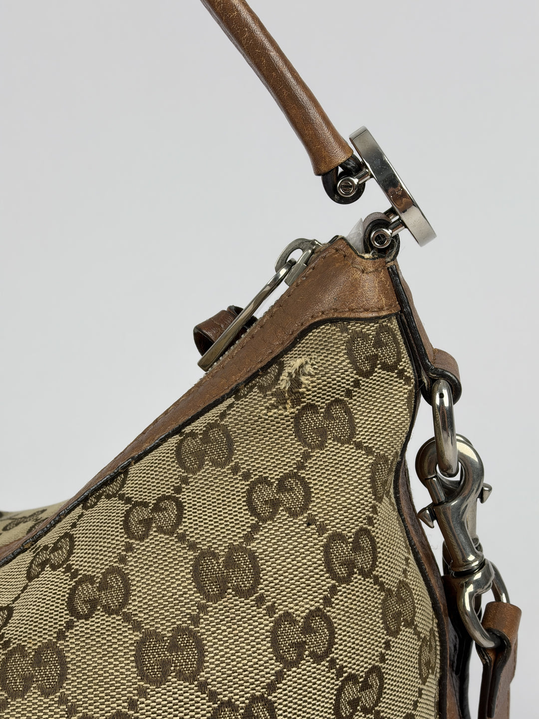 Gucci Miss GG Hobo Shoulder Bag in Beige/Ebenholz, Detailansicht 4
