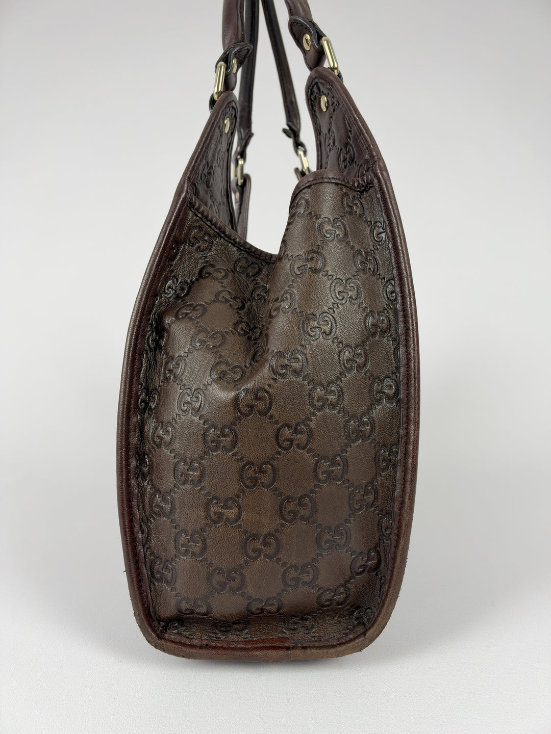 Gucci Guccissima Leather Bardot Hobo Shoulder Bag in Braun, Detailansicht 4