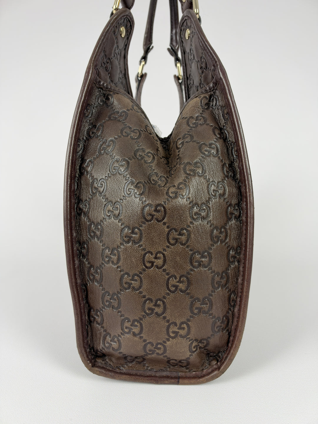 Gucci Guccissima Leather Bardot Hobo Shoulder Bag in Braun, Detailansicht 5