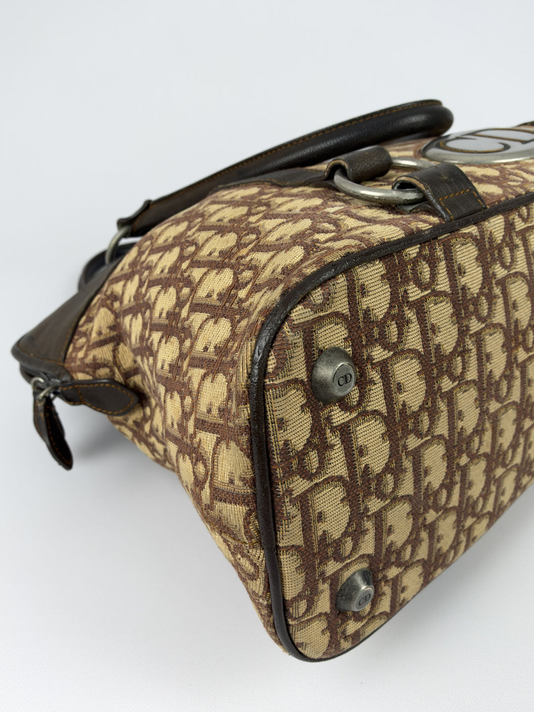Dior Trotter Canvas CD Plaque Dome Shoulder Bag in Beige/Braun, Detailansicht 8