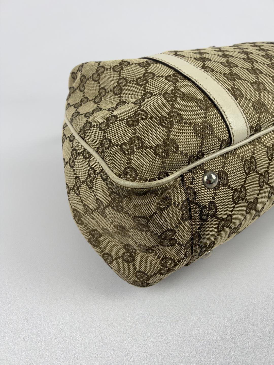 Gucci GG Canvas Twins Abbey Medium Tote Shoulder Bag in Beige/Ebenholz, Detailansicht 8