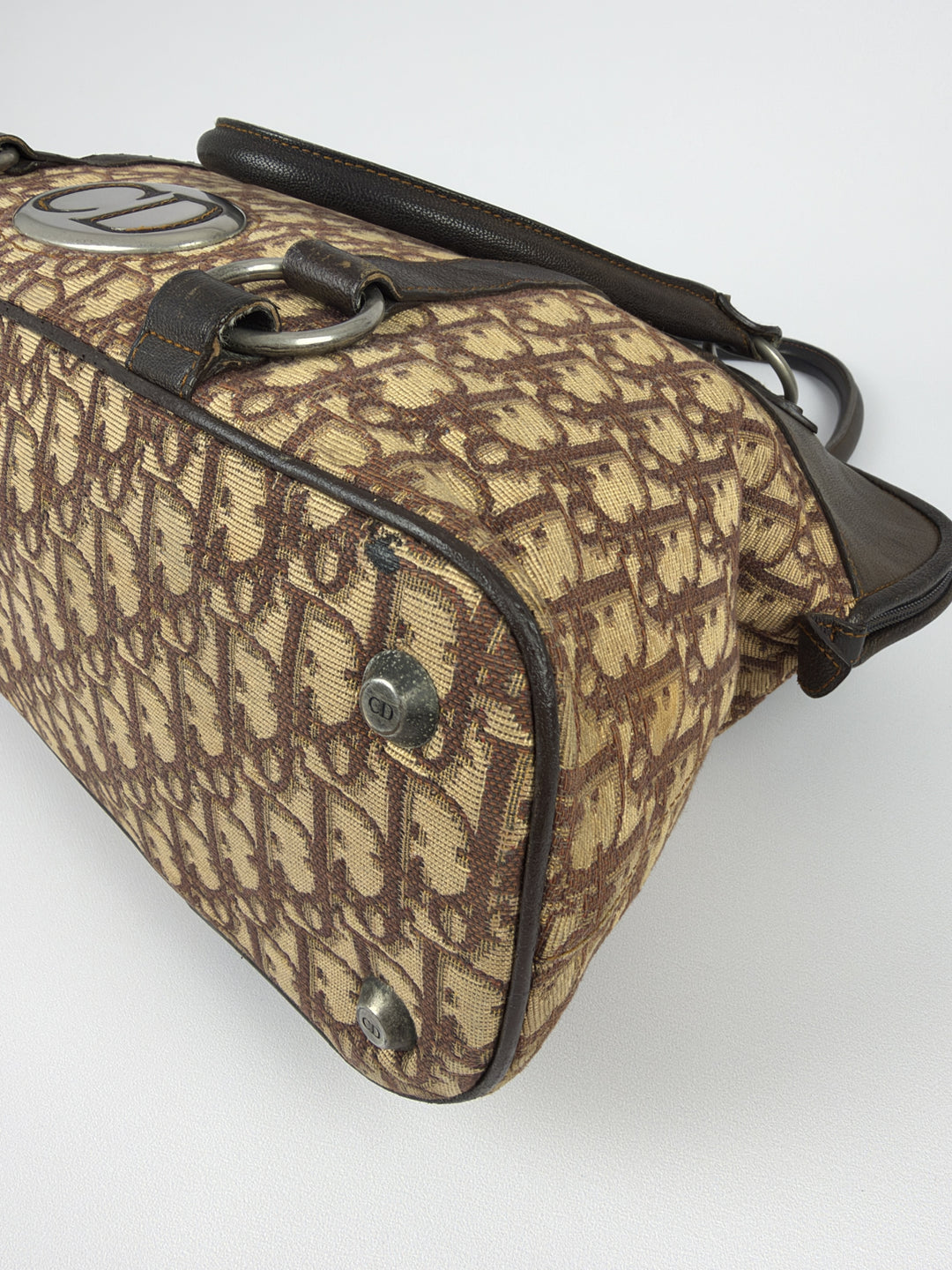 Dior Trotter Canvas CD Plaque Dome Shoulder Bag in Beige/Braun, Detailansicht 9