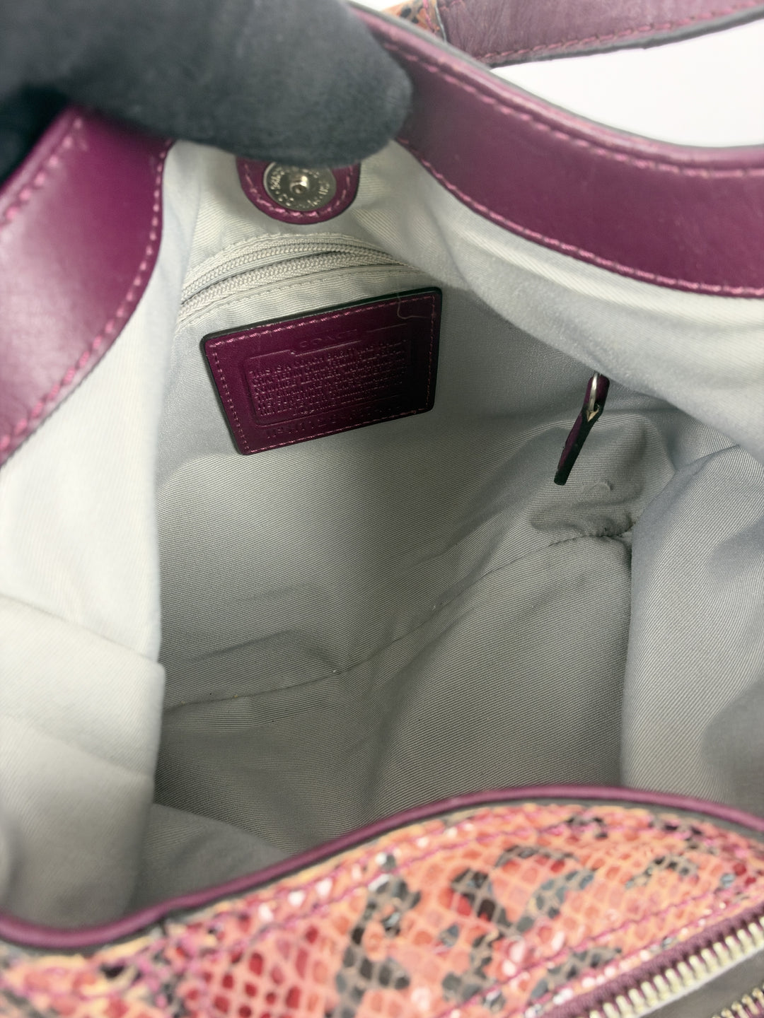 Coach Soho Snakeskin Embossed Leather Buckle Hobo Shoulder Bag in Altrosa, Detailansicht 12