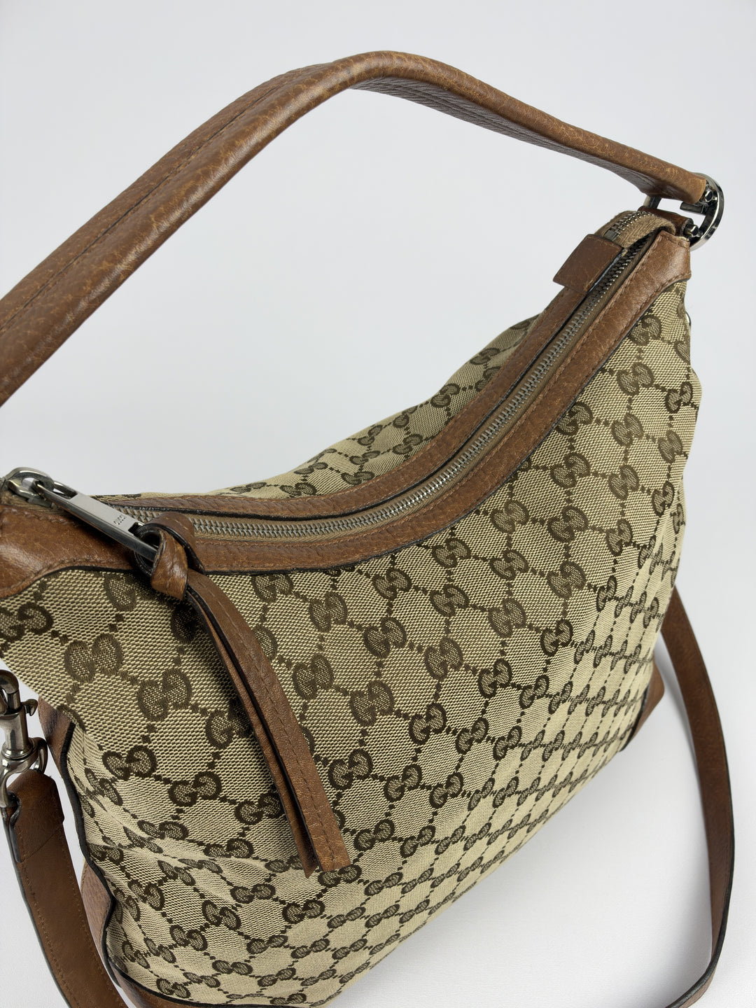 Gucci Miss GG Hobo Shoulder Bag in Beige/Ebenholz, Detailansicht 12