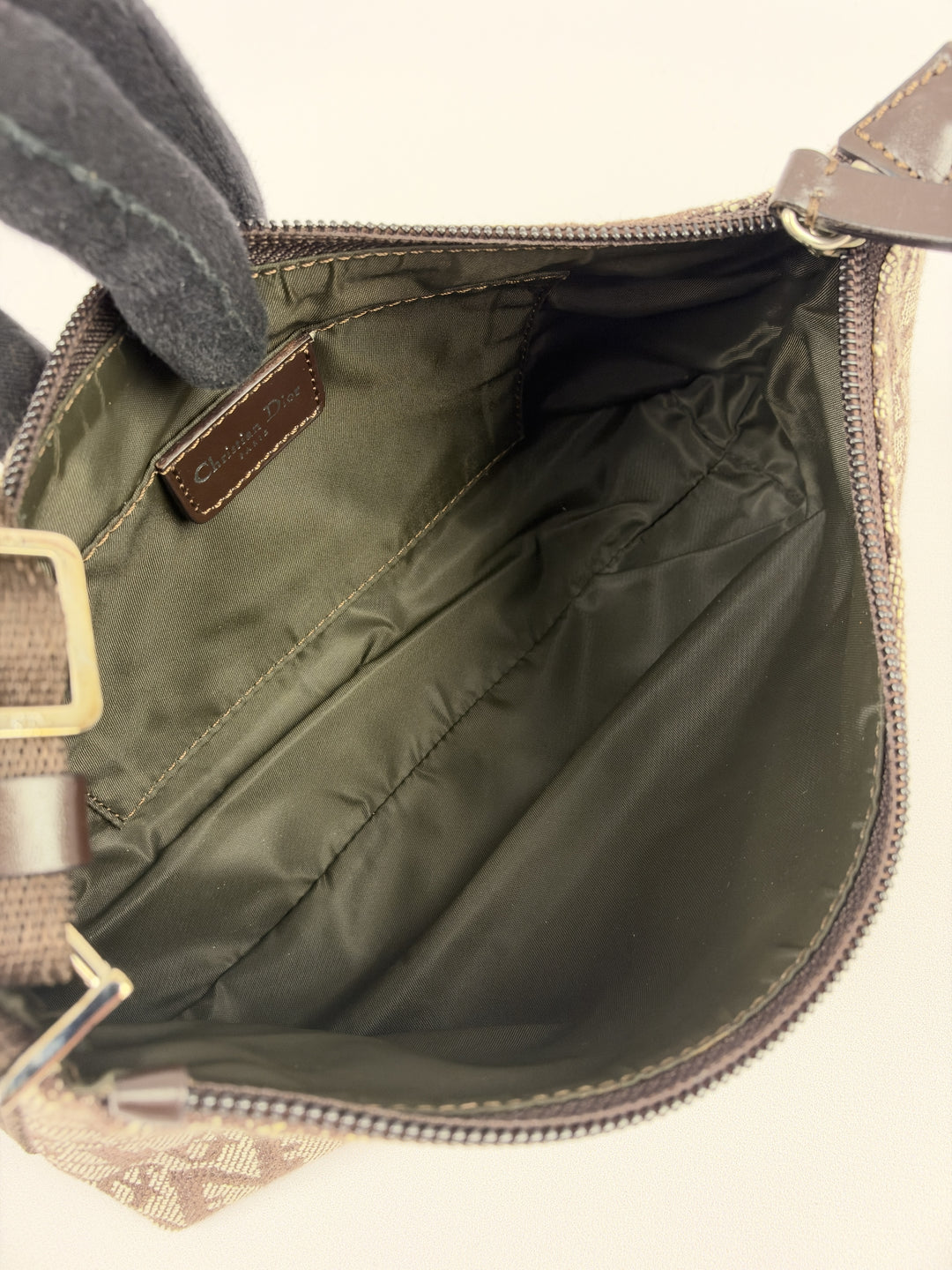 Dior Trotter Canvas Pochette Shoulder Bag in Braun/Beige, Detailansicht 13