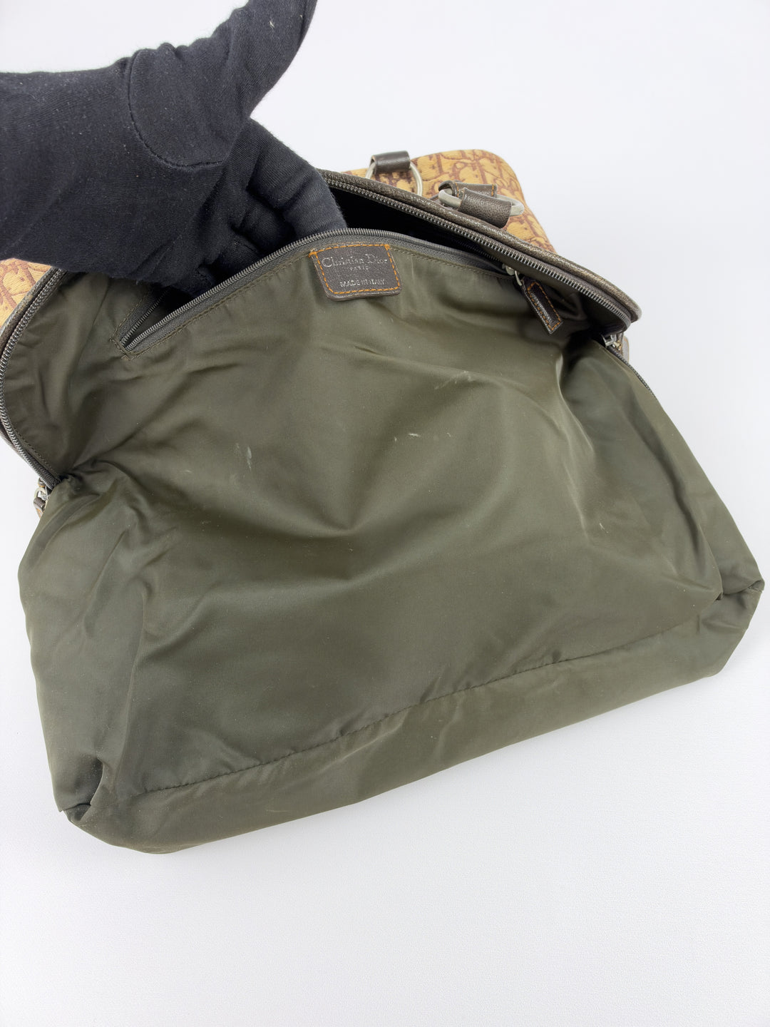 Dior Trotter Canvas CD Plaque Dome Shoulder Bag in Beige/Braun, Detailansicht 14