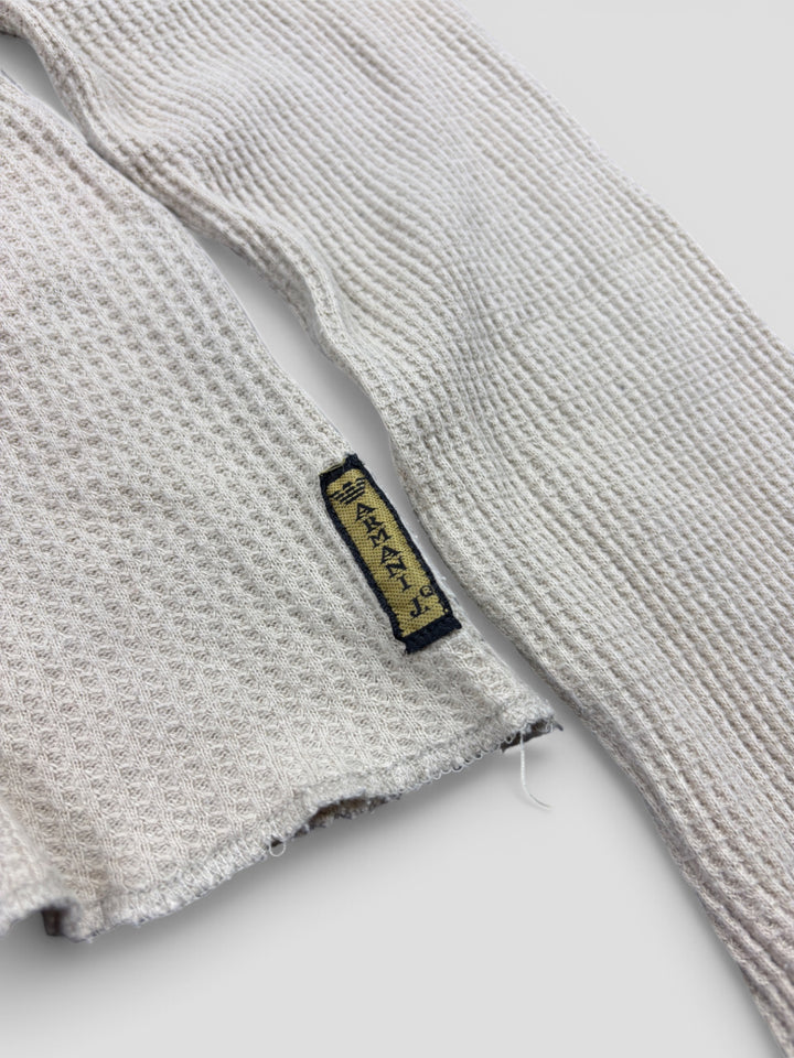 Armani Jeans Waffle Strickpullover Creme mit großem „AJ“-Logo, einzigartiger Second-Hand Strickpullover

