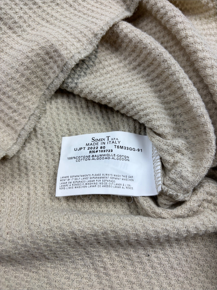 Armani Jeans Waffle Strickpullover Creme mit großem „AJ“-Logo, einzigartiger Second-Hand Strickpullover

