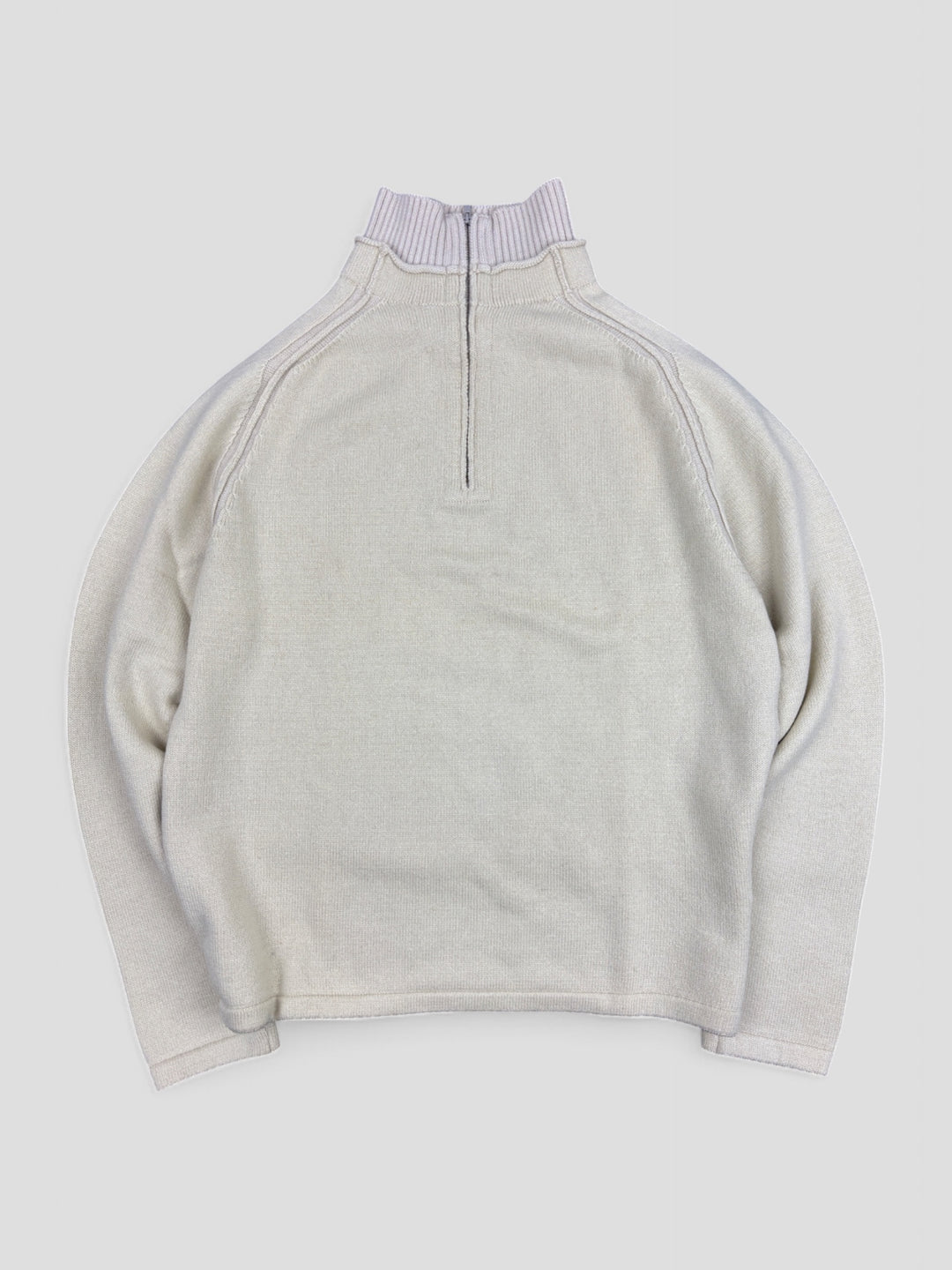 C.P. Company Wollpullover Beige mit Half-Zip, hochwertiger Second-Hand Strickpullover

