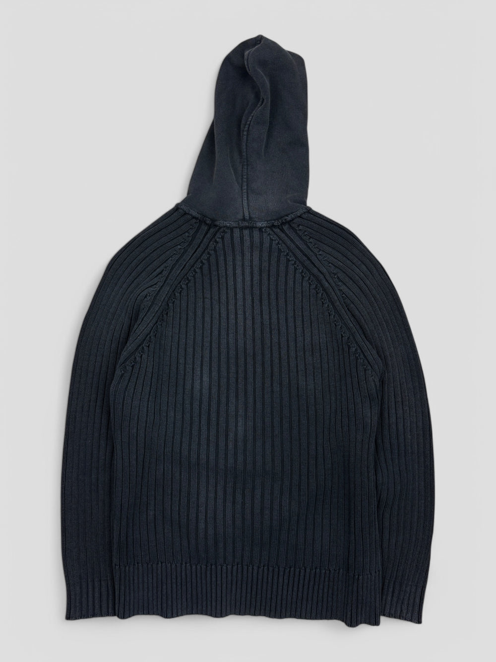 D&G Knit Hoodie in Schwarz mit Schriftzug „Long live to Dolce & Gabbana“ und gerippten Ärmeln sowie Saum

