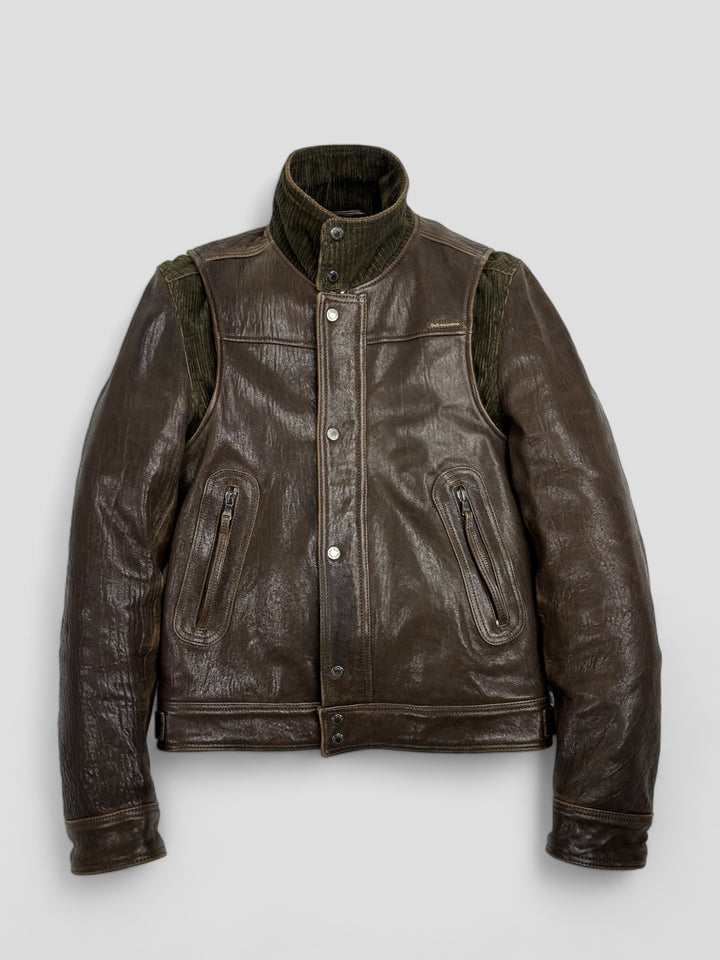 D&G vintage Lederjacke 2000er Braun Herren, dolce & gabbana second hand leather jacket brown men