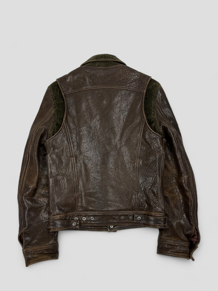 D&G vintage Lederjacke 2000er Braun Herren, dolce & gabbana second hand leather jacket brown men