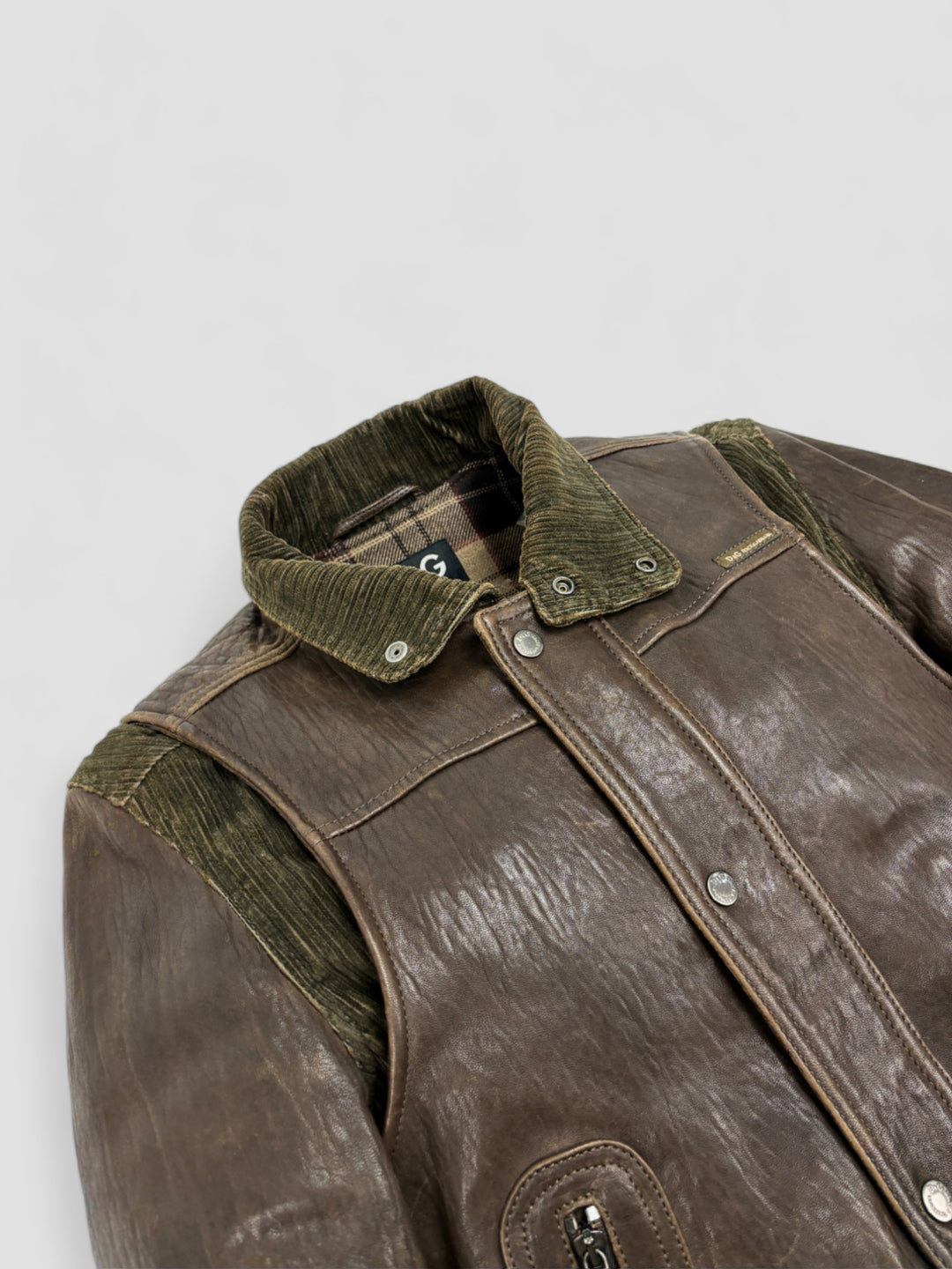 D&G vintage Lederjacke 2000er Braun Herren, dolce & gabbana second hand leather jacket brown men