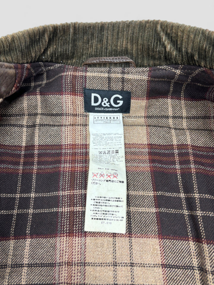 D&G vintage Lederjacke 2000er Braun Herren, dolce & gabbana second hand leather jacket brown men