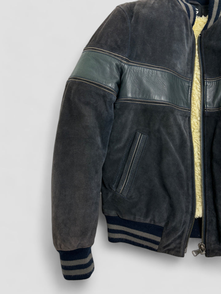 D und G Archive 1996 Logo Patch Bomberjacke Herren grau, grey second hand dolce gabbana bomberjacket