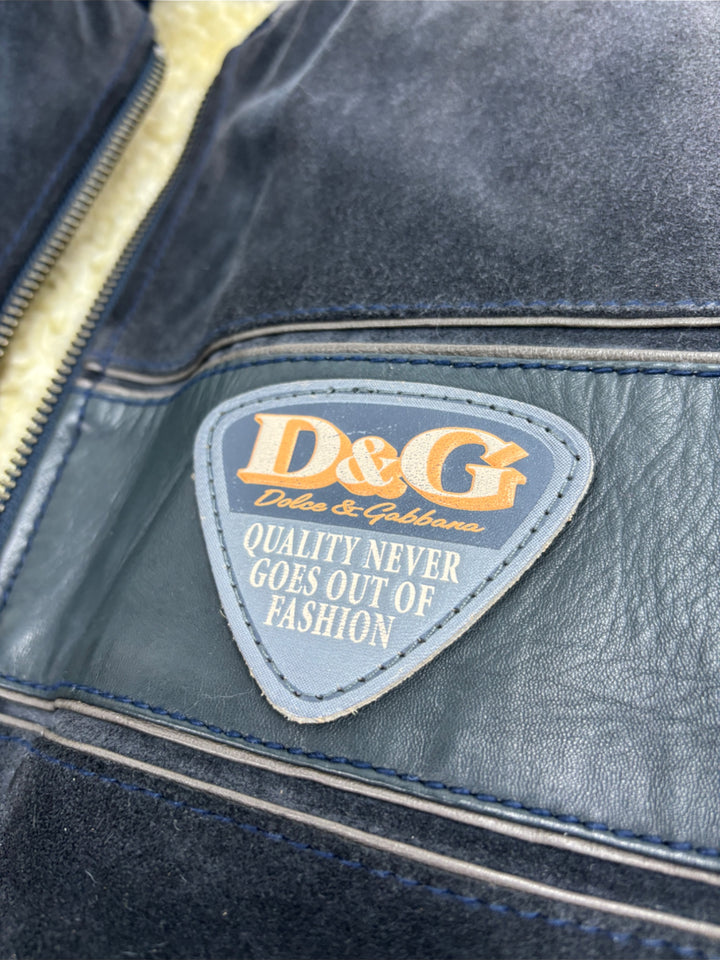 D und G Archive 1996 Logo Patch Bomberjacke Herren grau, grey second hand dolce gabbana bomberjacket