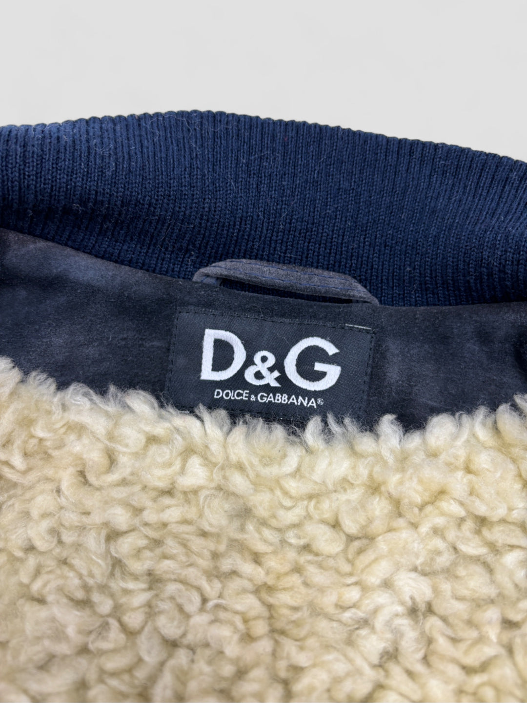 D und G Archive 1996 Logo Patch Bomberjacke Herren grau, grey second hand dolce gabbana bomberjacket