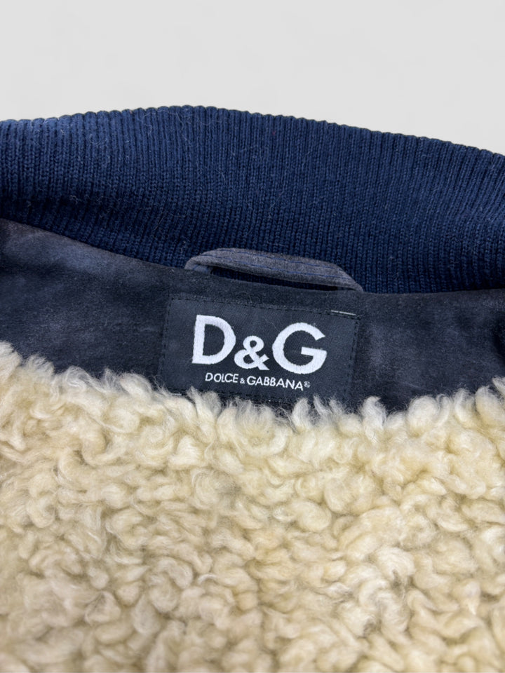 D und G Archive 1996 Logo Patch Bomberjacke Herren grau, grey second hand dolce gabbana bomberjacket