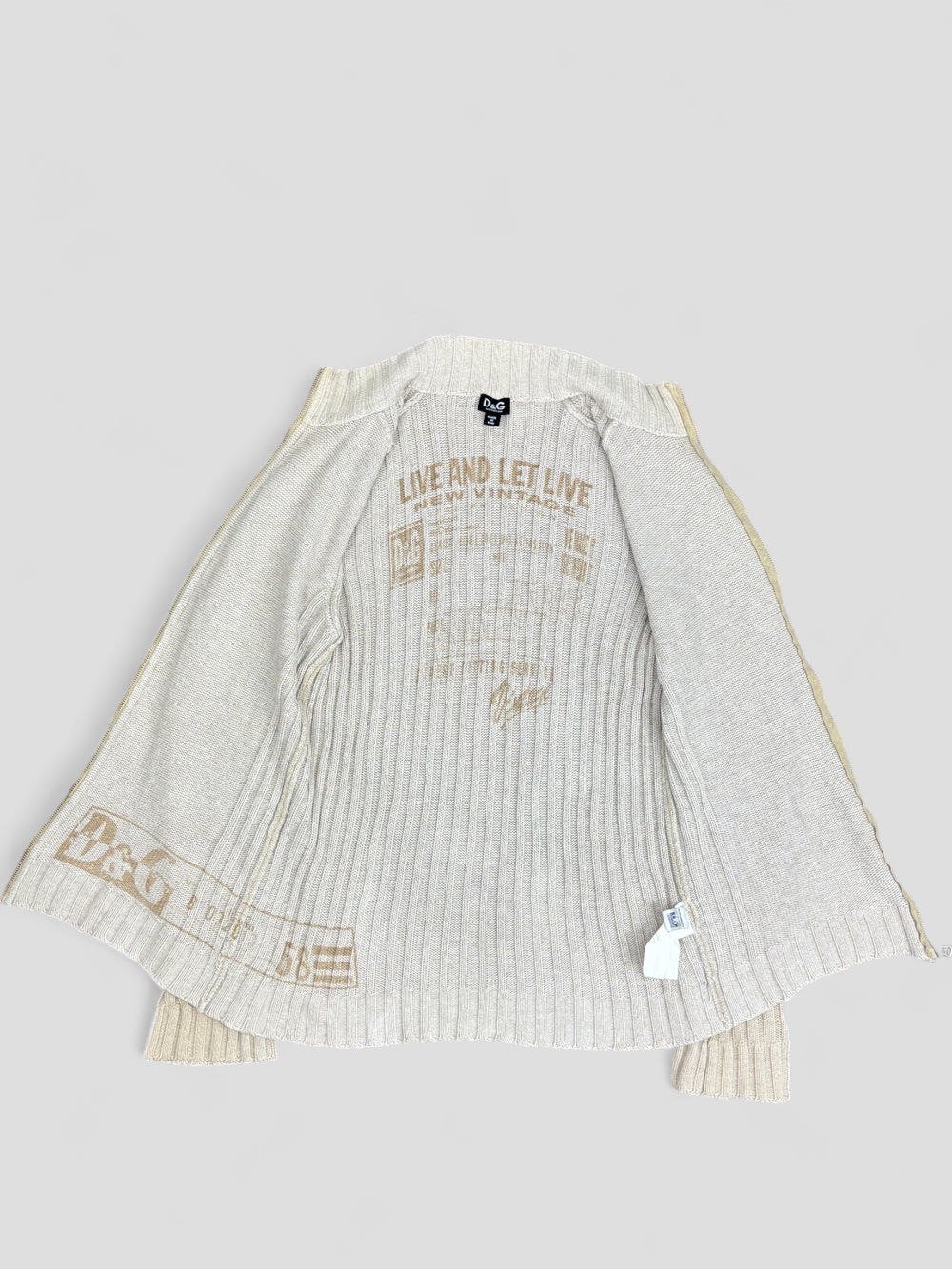 D und G Vintage Full-Zip Strickjacke in Beige für Herren, second hand knit dolce gabbana men beige