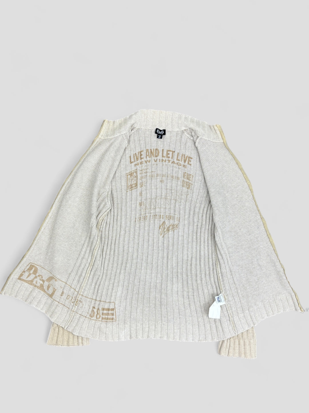 D und G Vintage Full-Zip Strickjacke in Beige für Herren, second hand knit dolce gabbana men beige