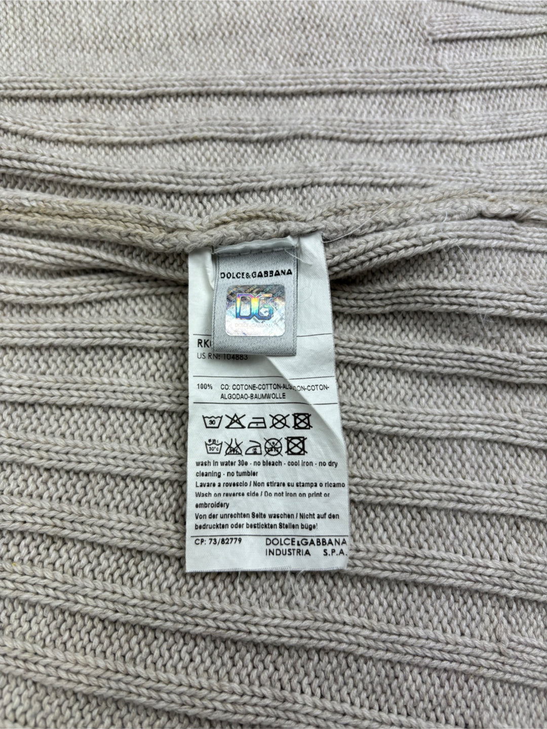 D und G Vintage Full-Zip Strickjacke in Beige für Herren, second hand knit dolce gabbana men beige