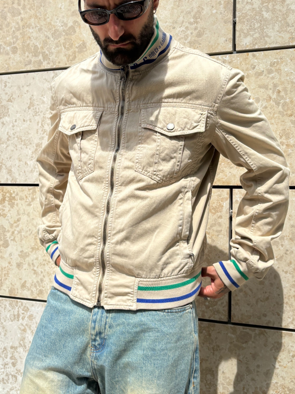 D und G vintage 2002 Archive Jacke beige Herren, second hand dolce and gabbana jacket beige men