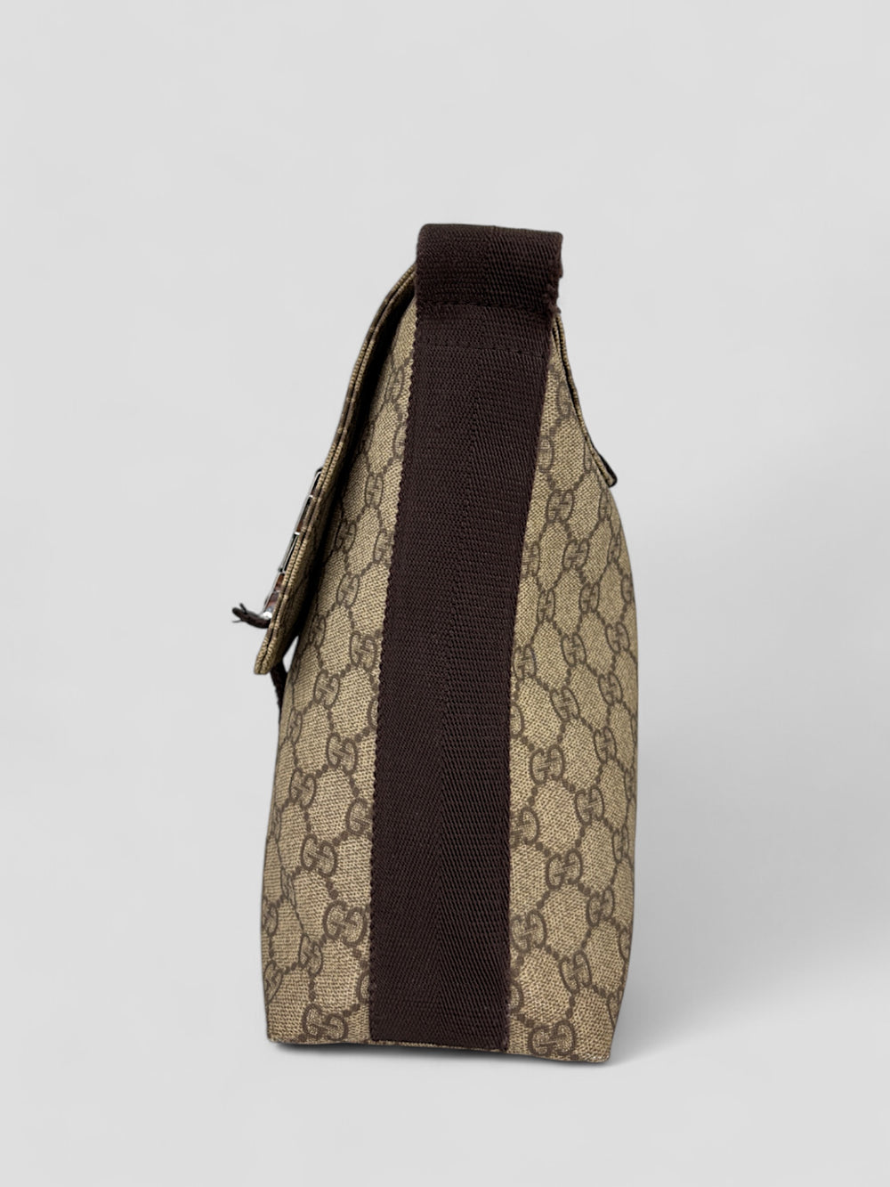 Gucci Double Clip Umhängetasche aus Monogramm-Canvas mit Clip-Verschlüssen und verstellbarem Schultergurt