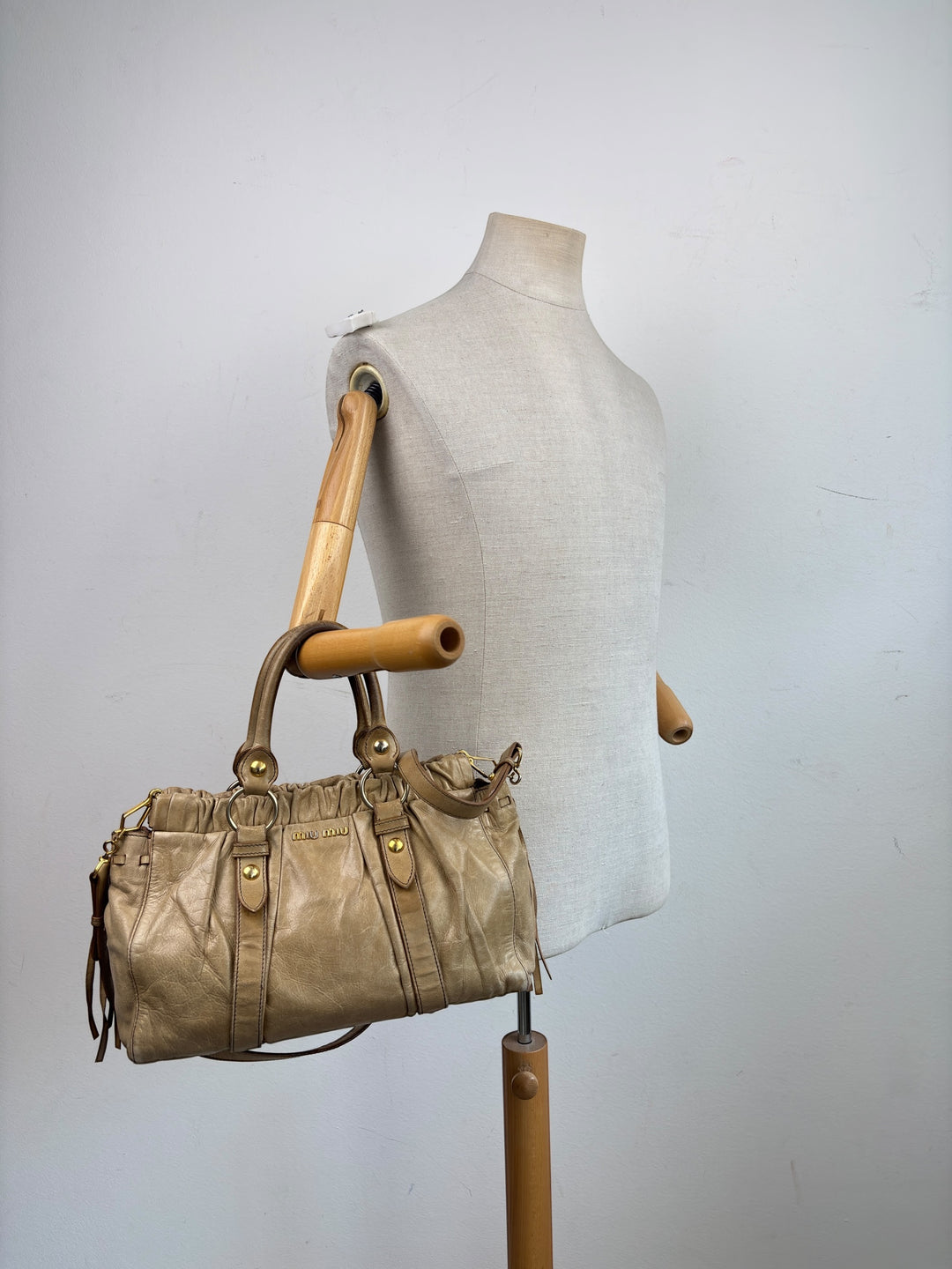 Miu Miu Vitello Lux Gathered Satchel Shoulder-Bag