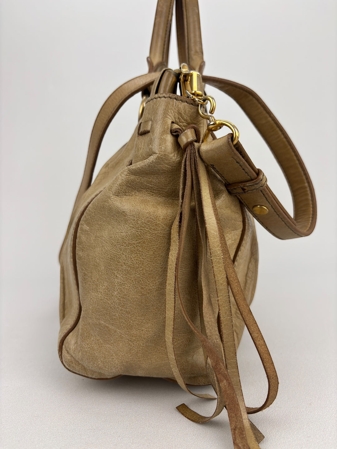 Miu Miu Vitello Lux Gathered Satchel Shoulder-Bag