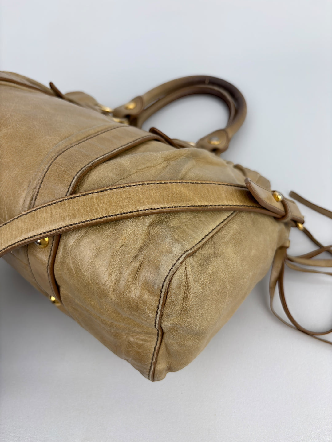 Miu Miu Vitello Lux Gathered Satchel Shoulder-Bag